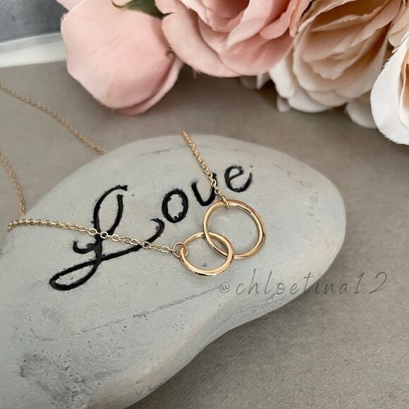 ✨NEW 14K Gold Plated Double Circle Necklace - Picture 5 of 8